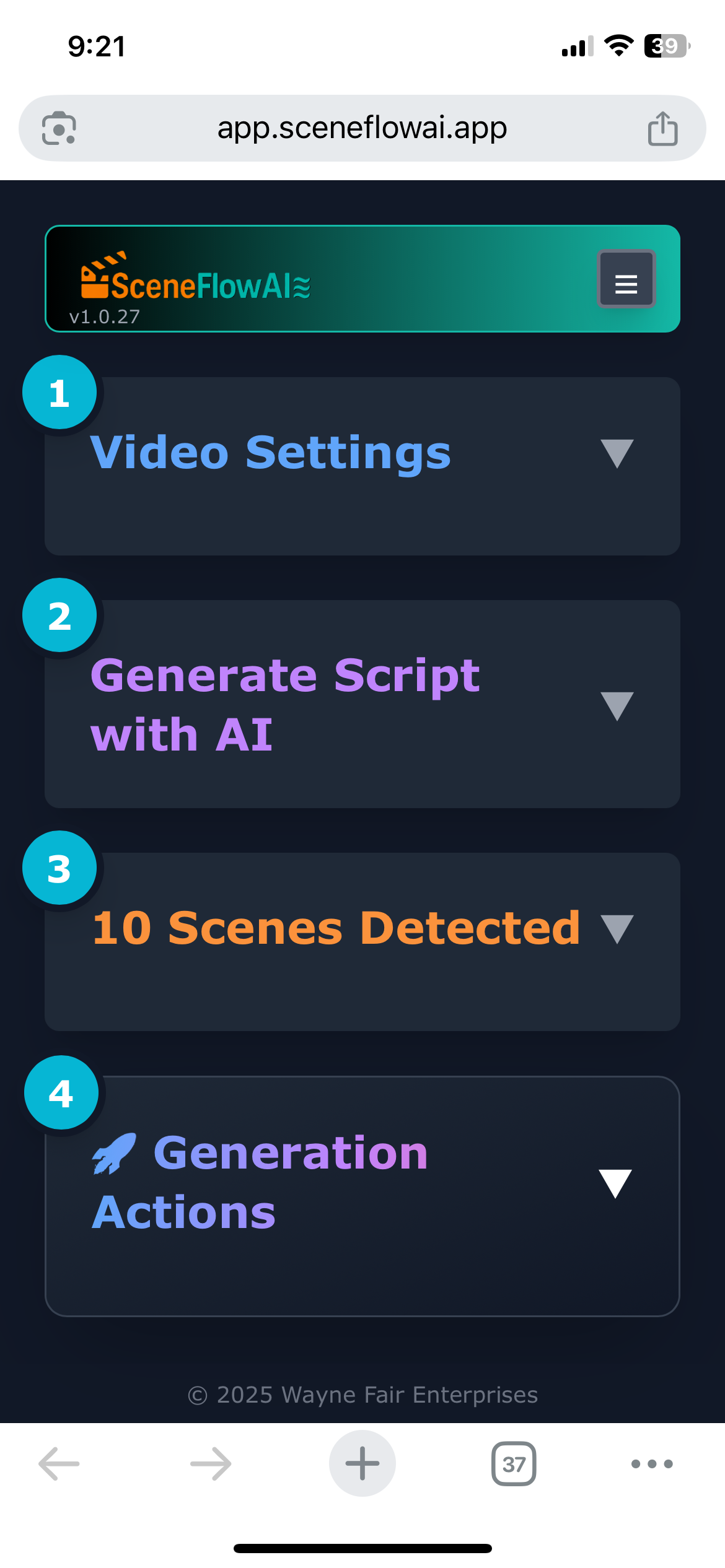 SceneFlow App Interface